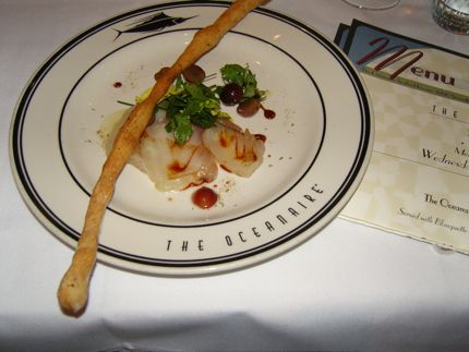 A sumptuous halibut appetizer at a springtime dinner in the venerable fish\'s honor. 