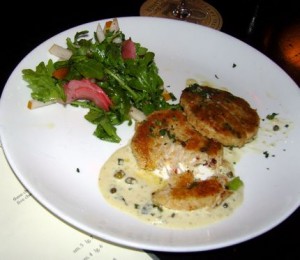 The Dungeness Crabcakes at Queen City Grill in downtown Seattle deliver the goods with plenty of crab and not much filler.