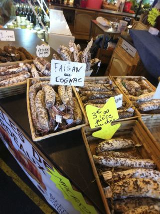 Pheasant salami and other charcuterie at Bordeaux, France farmers market