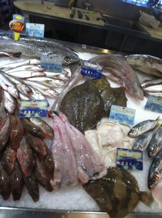 Fresh seafood display in Rouen, France